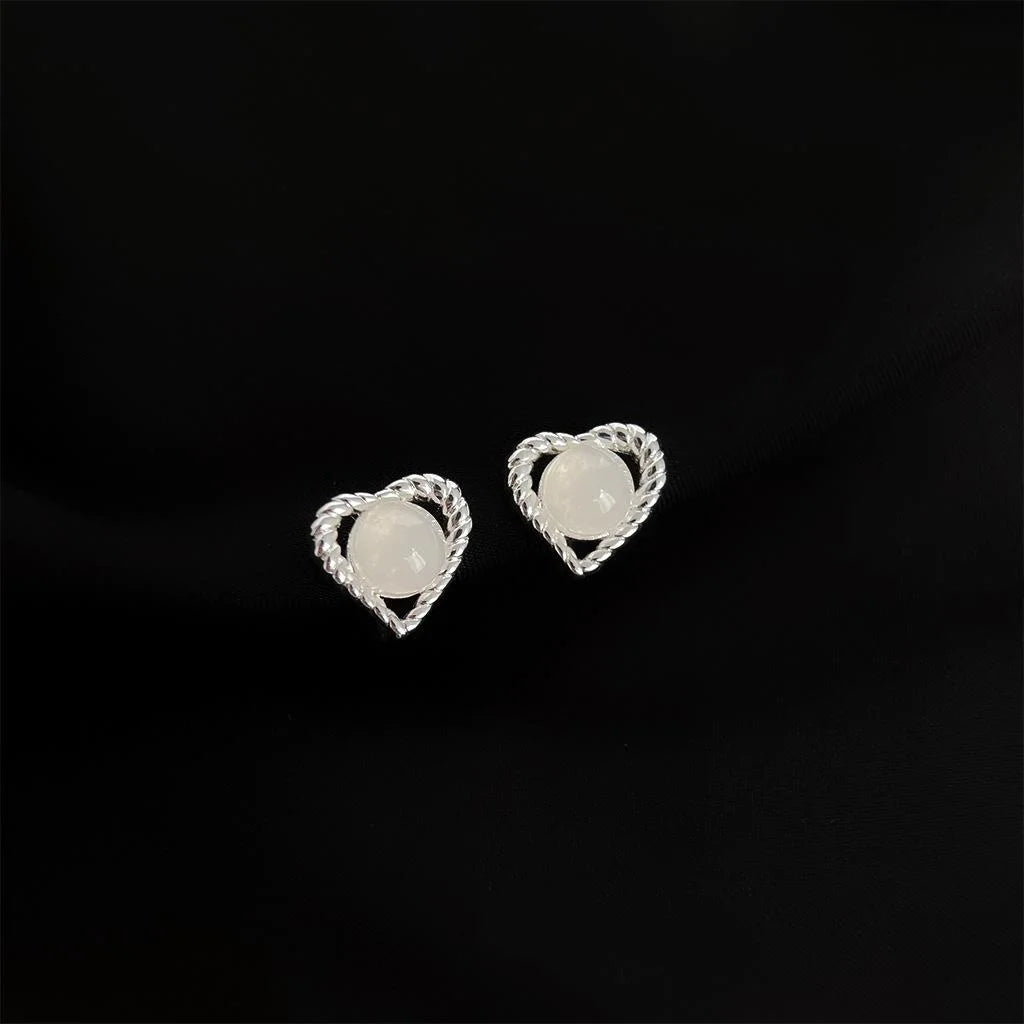 White Platinum Plated Copper Clip On Drop Earrings, Geometric Spiral Commuter Jewelry