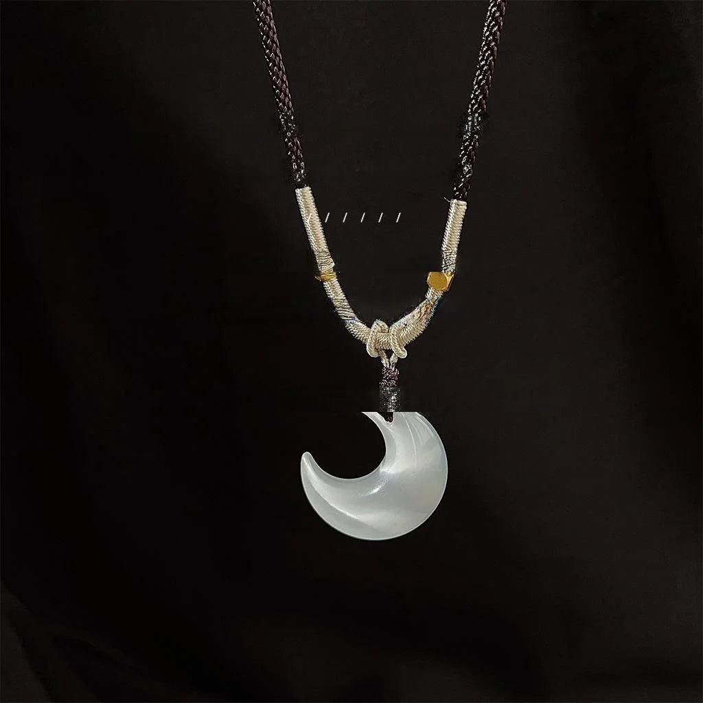 New Chinese Style Copper Glass Cat Eye Moon Geometric Collarbone Necklace For Women