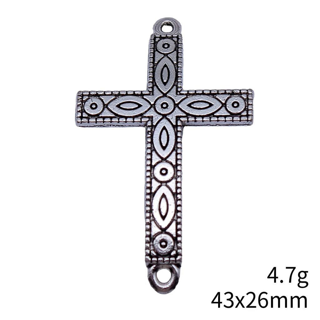 43x26mm 4.7g Antique Silver Zinc Alloy Cross Connector Charm for DIY Necklace Bracelet Jewelry
