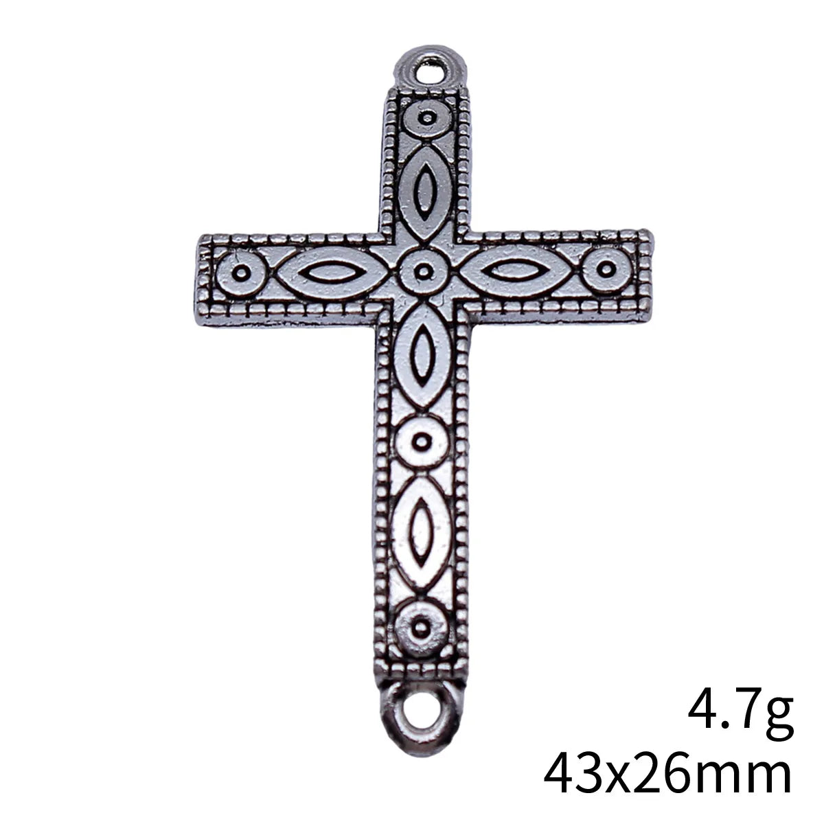 43x26mm 4.7g Antique Silver Zinc Alloy Cross Connector Charm for DIY Necklace Bracelet Jewelry