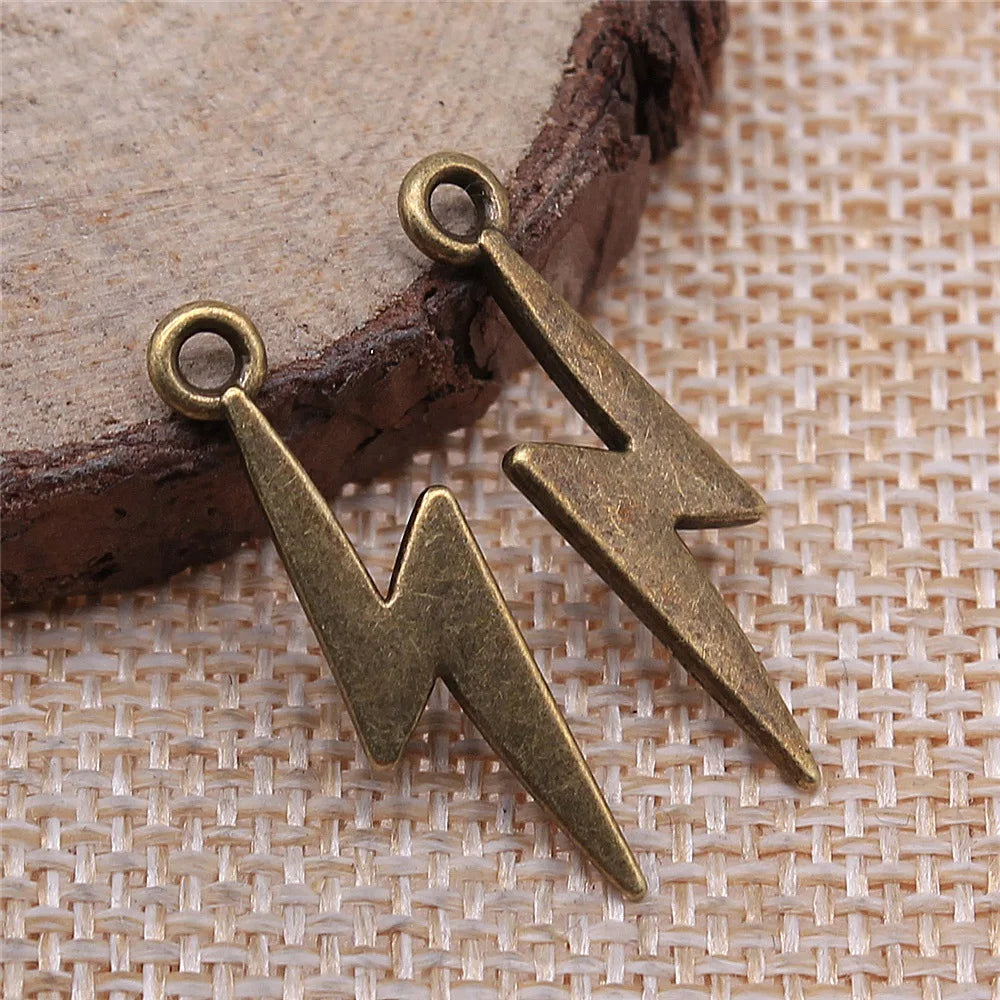 7x27mm 0.8g Multicolor Zinc Alloy Lightning Charm Pendant for DIY Punk Necklace Bracelet Making