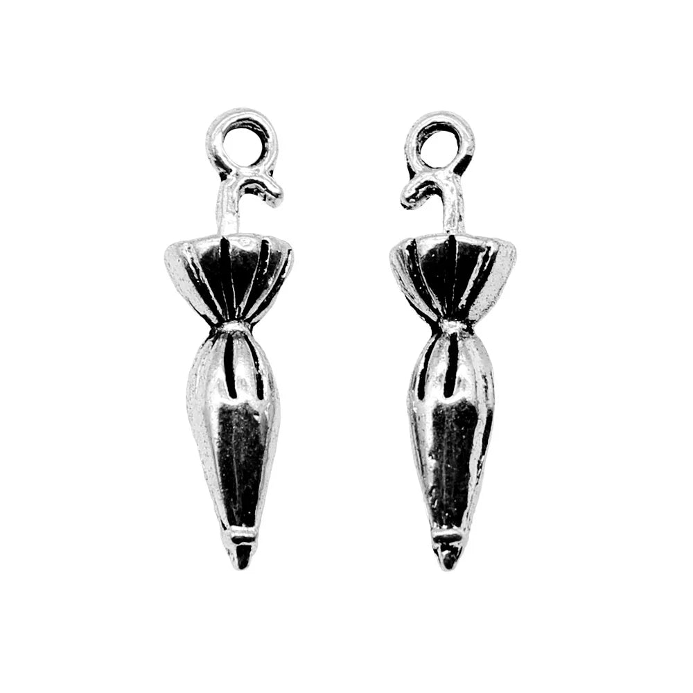 26x7mm 1.9g Antique Silver Zinc Alloy Umbrella Charm Pendant for DIY Bracelet Necklace Jewelry Making