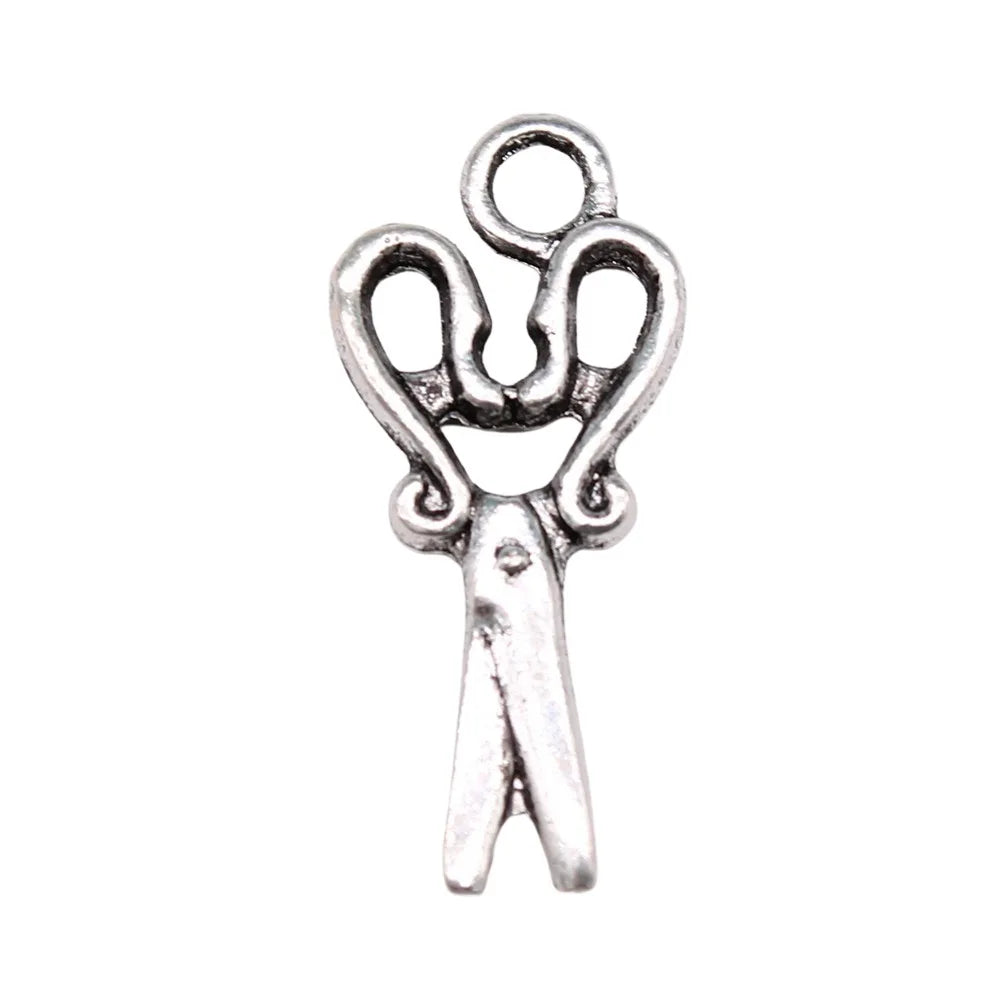 27x12mm 1.3g Antique Silver Zinc Alloy Scissors Charm Pendant for DIY Bracelet Necklace Jewelry