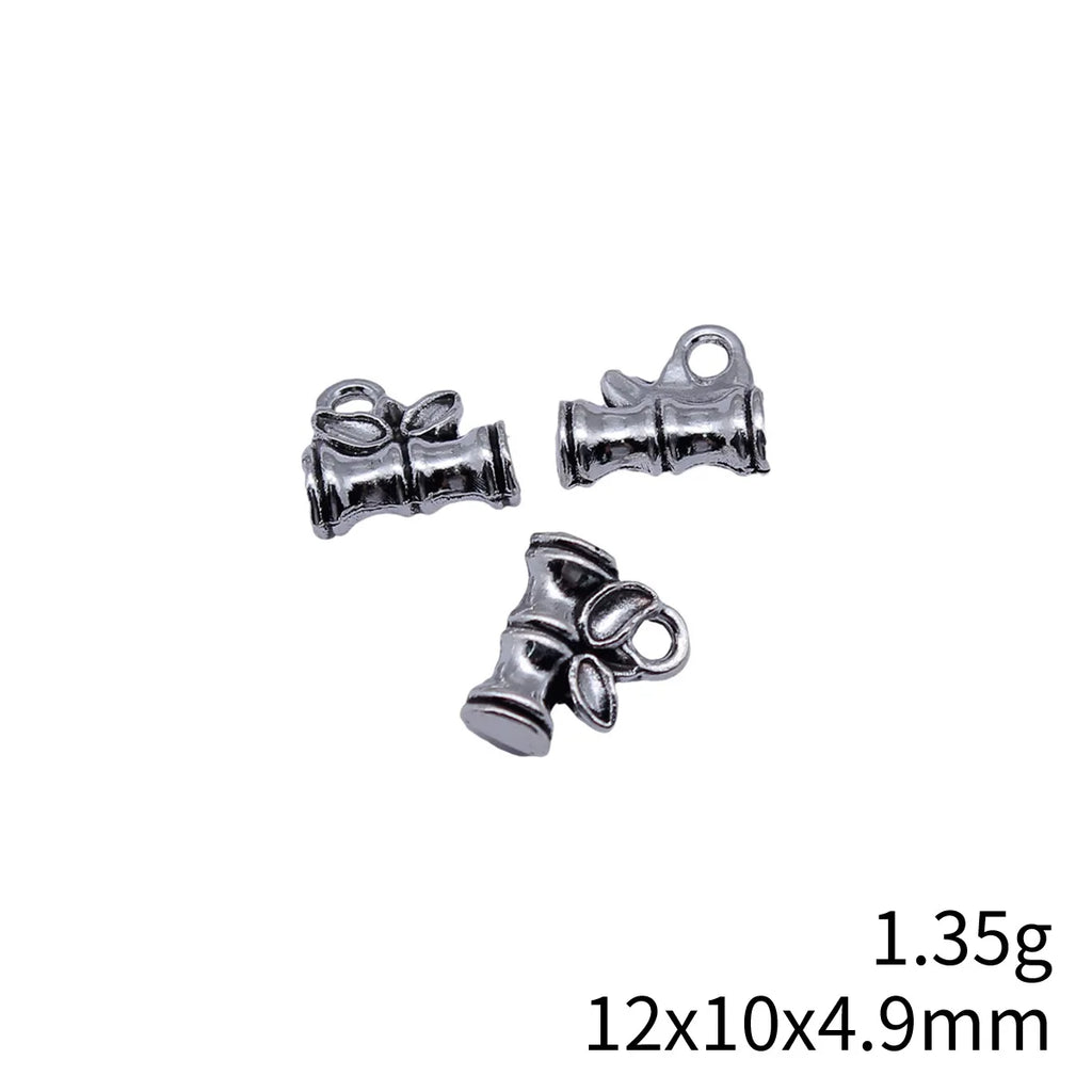 12x10x4.9mm 1.35g Antique Silver Zinc Alloy Bamboo Segment Charm Pendant for DIY Necklace Bracelet Jewelry