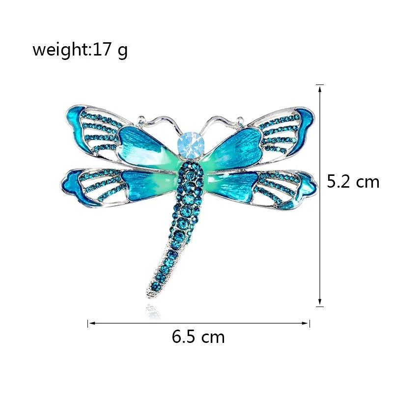 Elegant Blue Enamel Dragonfly Alloy Brooch With Rhinestones, Luxury Lapel Pin Corsage Suit Accessory Gift