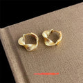 14K Gold Plated Copper Geometric Twisted Hoop Drop Earrings Light Luxury Office Jewelry