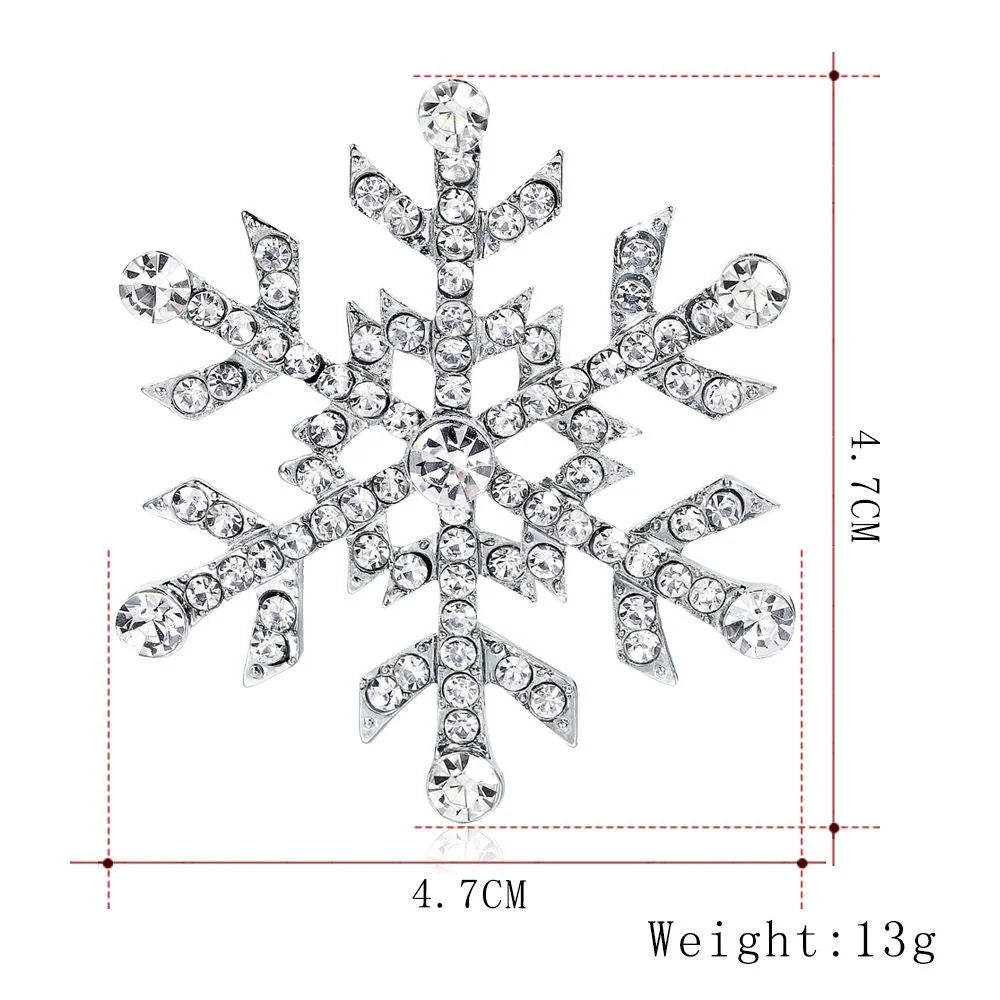 Elegant Rhinestone Snowflake Brooch In Silver Alloy, Christmas Lapel Pin Corsage Suit Accessory Gift