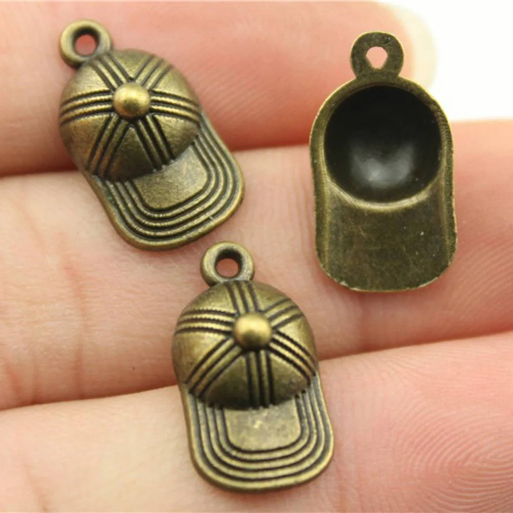 20x10mm 1.1g Multicolor Zinc Alloy Baseball Cap Charm Pendant for Sports Theme DIY Jewelry Making