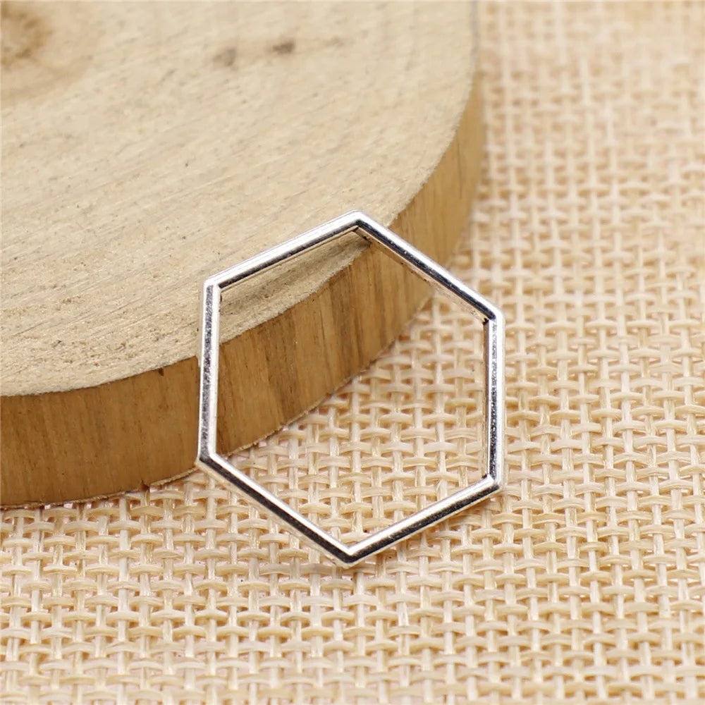 20x20mm 0.9g Multicolor Zinc Alloy Hexagon Honeycomb Charm Pendant for DIY Earrings Jewelry Making