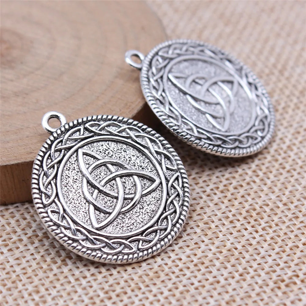 28x32mm 5g Multicolor Zinc Alloy Double Sided Celtic Knot Round Charm Pendant for DIY Jewelry Making