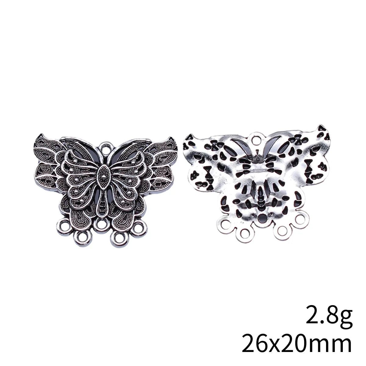 26x20mm 2.8g Antique Silver Zinc Alloy Butterfly Earring Connector Charm for DIY Jewelry Making