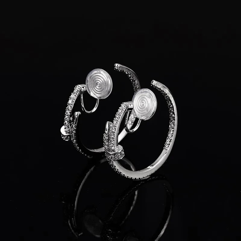 Elegant Spiral Disc Hoop Zircon Alloy Stud & Clip On No Piercing Round Circle Fashion Earrings