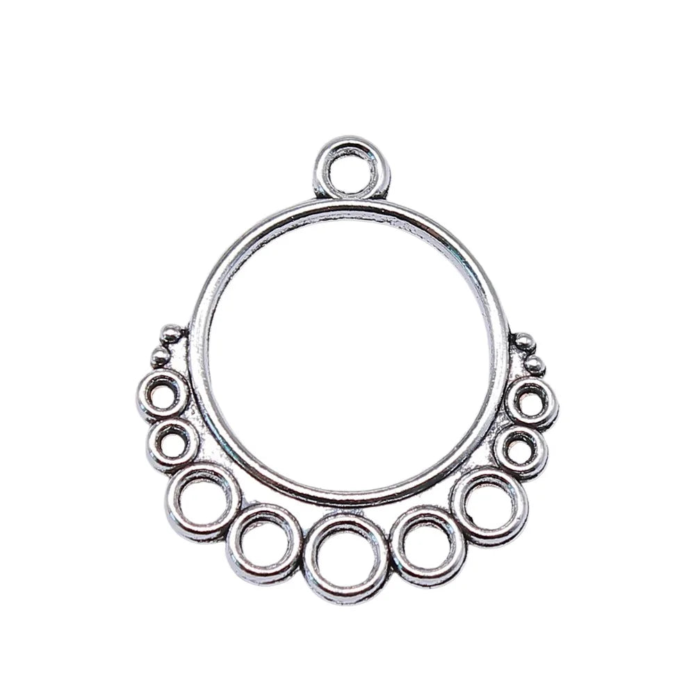 27x24mm 1.5g Multi Color Zinc Alloy Round Multi Hole Earring Connector Charms for DIY Jewelry Making