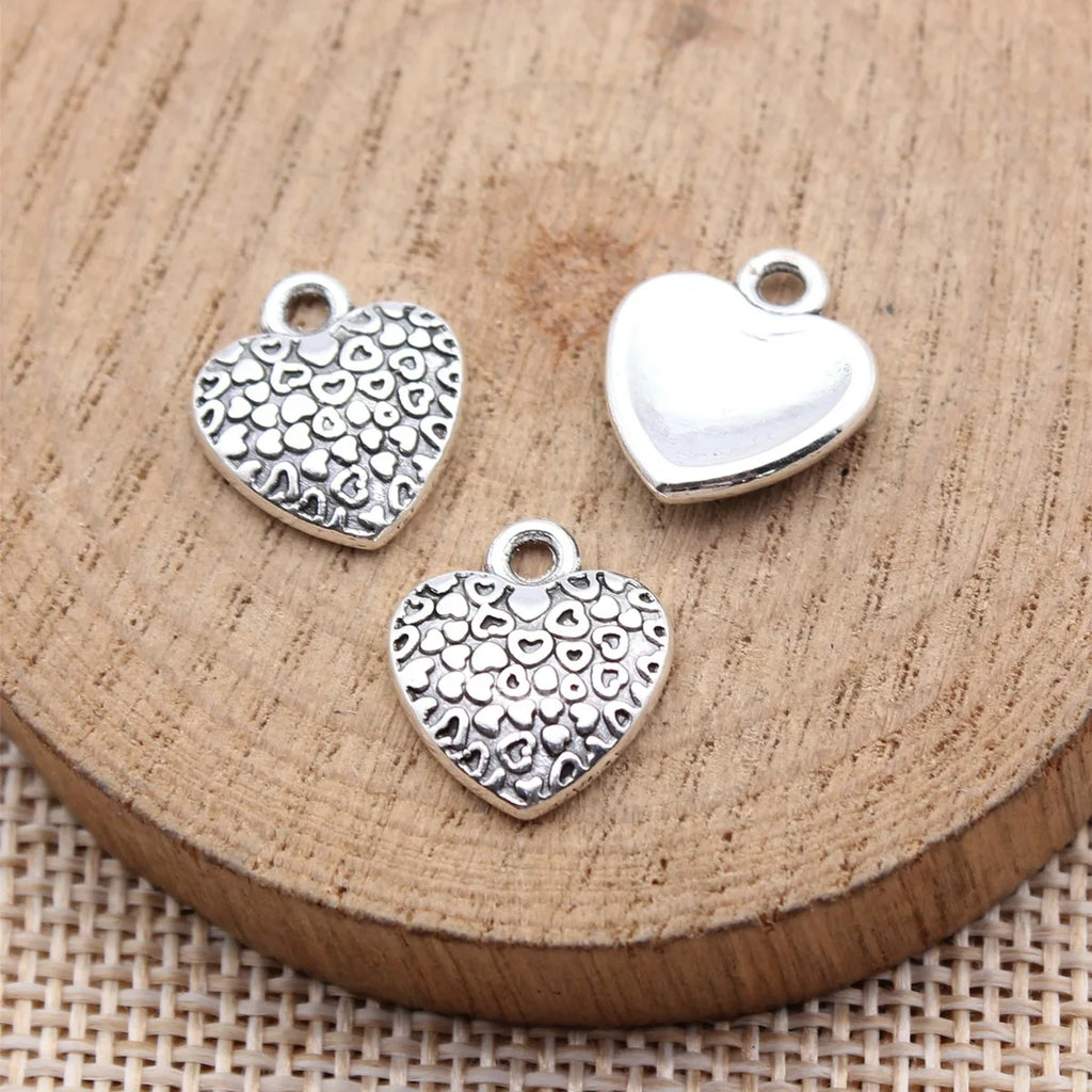 15x13mm 1.2g Antique Silver Zinc Alloy Heart Charm Pendant for DIY Necklace Bracelet Jewelry Making