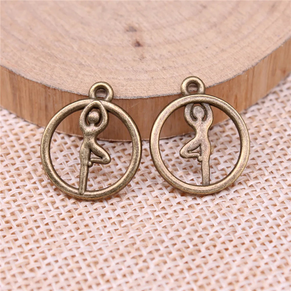 19x16mm 1g Multicolor zinc alloy Yoga charm pendant for DIY bracelet necklace jewelry making