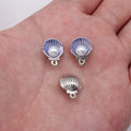 15x12mm 1.1g Multicolor Zinc Alloy Shell Pearl Charm Pendant for DIY Earrings Necklace Bracelet Making