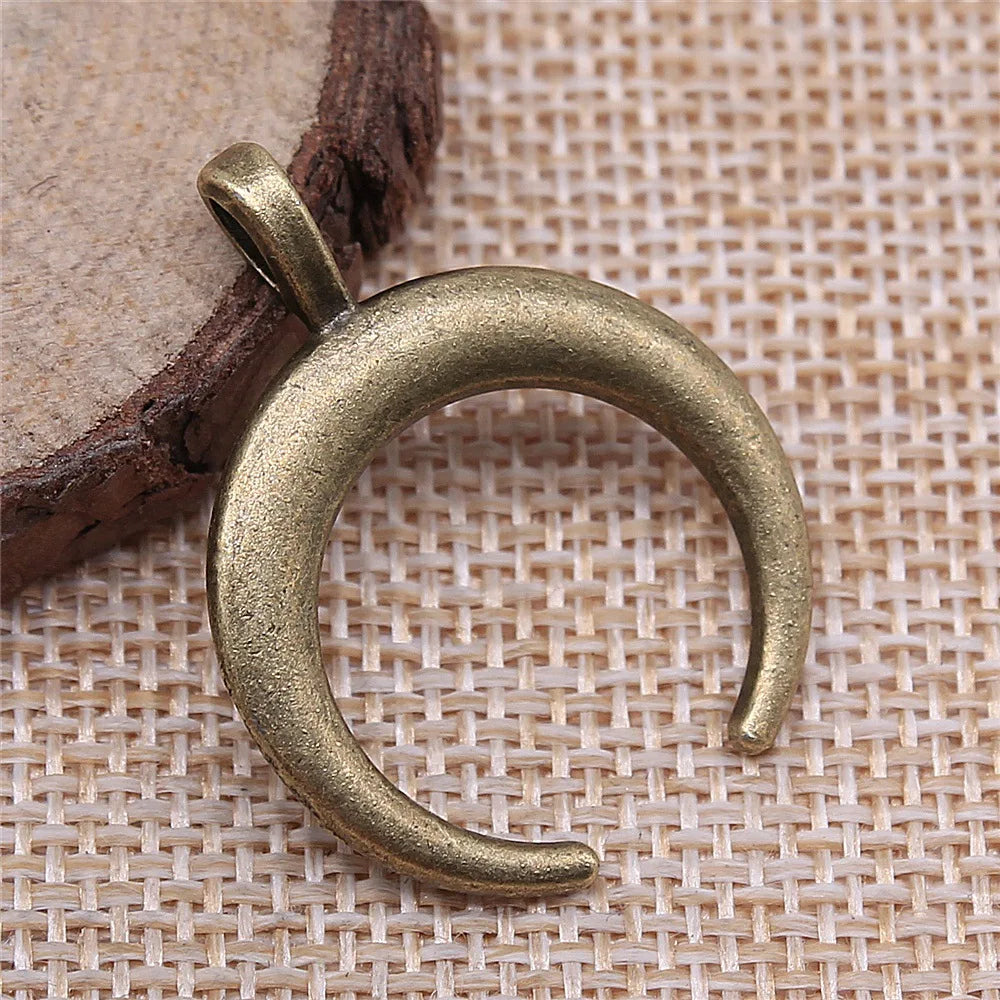 33x26mm 3g Multicolor Zinc Alloy Horn Crescent Charm Pendant for DIY Necklace Bracelet Making