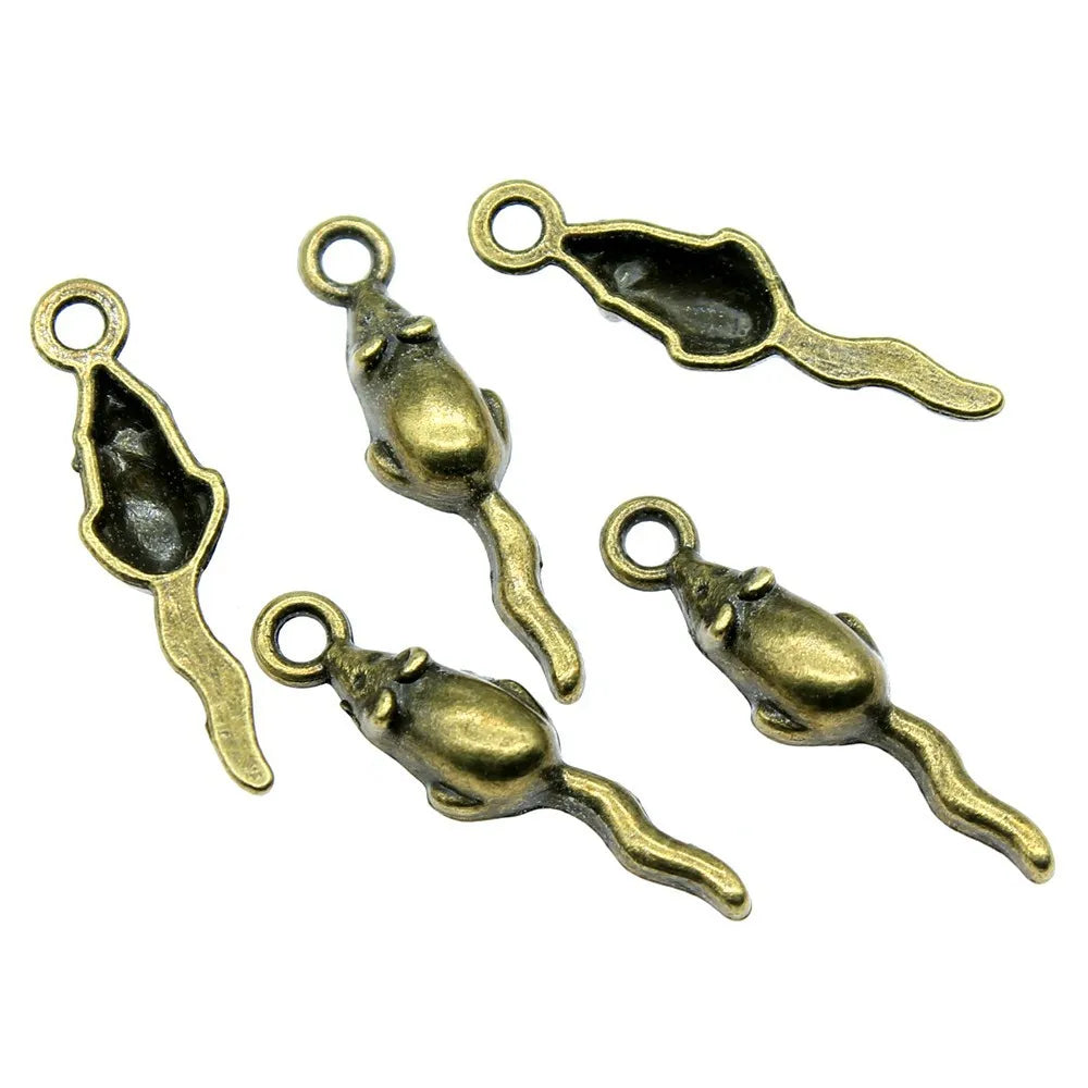 24x6mm 0.6g Multicolor Zinc Alloy Mouse charm pendant for earrings bracelet DIY jewelry making