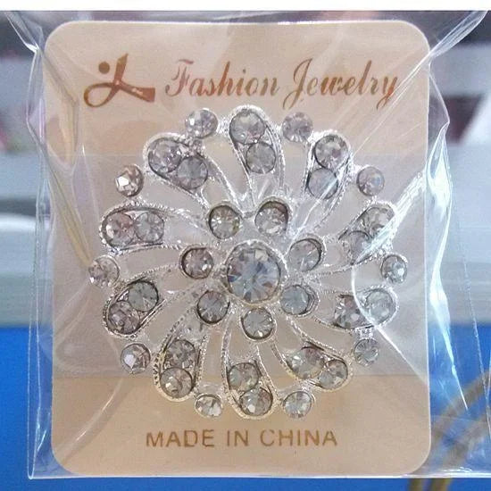 Elegant Sunflower Rhinestone Alloy Brooch, Silver Tone Floral Lapel Pin Corsage For Women's Suit Gift