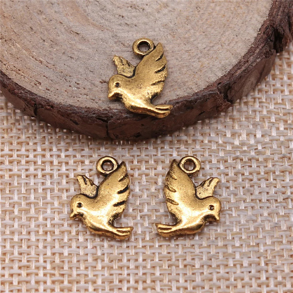 15x11mm 0.9g Multicolor Zinc Alloy Bird Charm Pendant for DIY Necklace Bracelet Jewelry Making