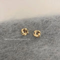 14K Gold Plated Copper Mini Hollow Geometric Flower Stud Earrings Minimalist Daily Jewelry