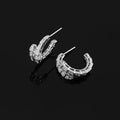 Luxury Snake Shape Spiral Hoop Zircon Stud & Clip On No Piercing Silver Tone Ear Cuff Earrings