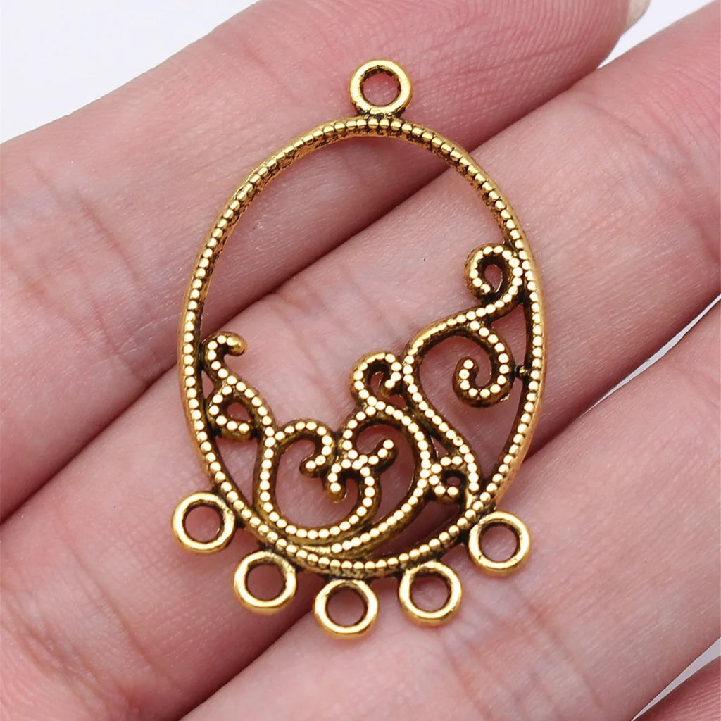 37x23mm 2g Multicolor Zinc Alloy Geometric Flower Connector Charm for DIY Dangle Earrings Making