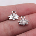 11x11mm 0.7g Antique Silver Zinc Alloy Lotus OM Charm Pendant for DIY Necklace Bracelet Making