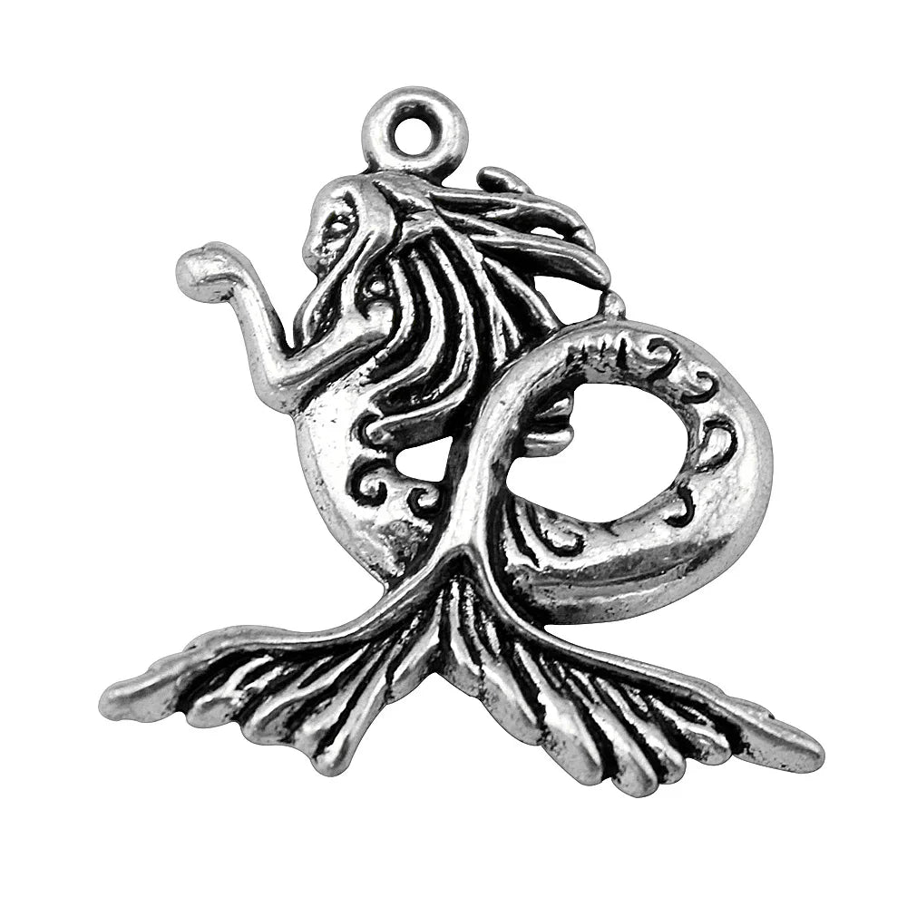 27x27mm 2.5g Multicolor Zinc Alloy Mermaid Charm Pendant for DIY Ocean Theme Jewelry Making