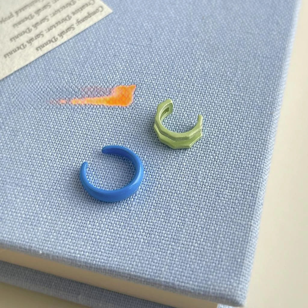 2025 New Candy Color Alloy Geometric Hoop Clip On Drop Earrings For Women Korean Style