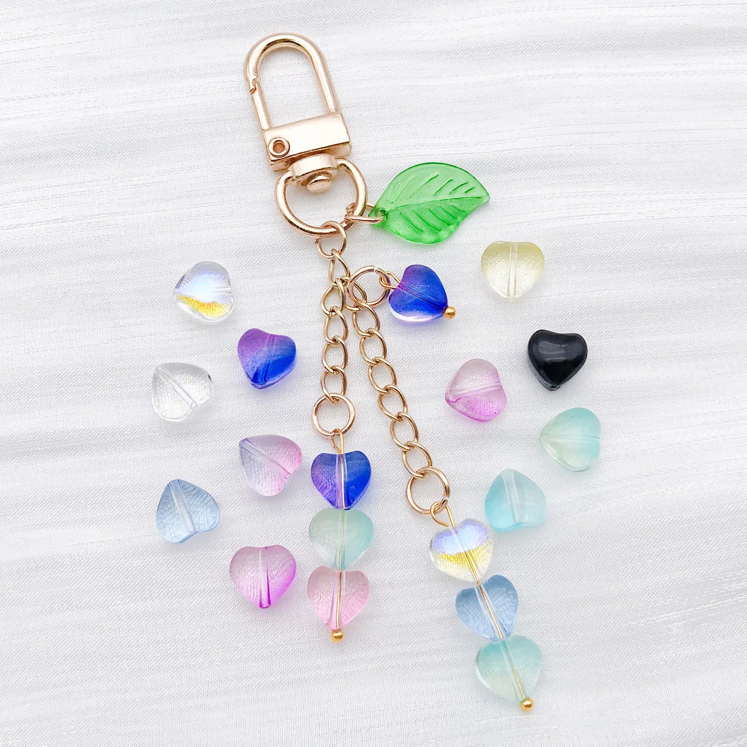 Colorful Glass Heart Loose Beads for Bracelet, Necklace and Keychain Jewelry Making