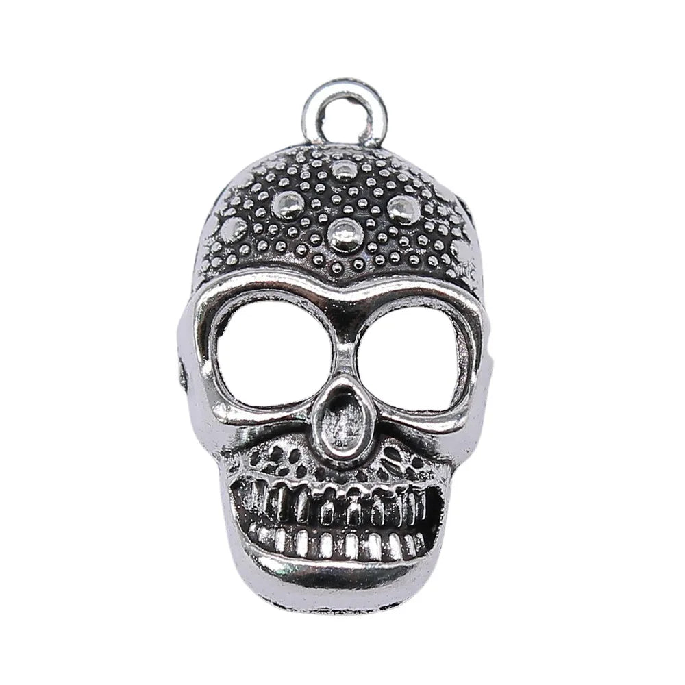 28x16mm 3g Antique Silver Zinc Alloy Skull Head Charm Pendant for DIY Gothic Jewelry Making