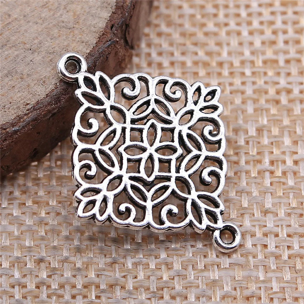 22x28mm 1.5g Multicolor Zinc Alloy Flower Connector Charm for DIY Earrings Bracelet Jewelry Making