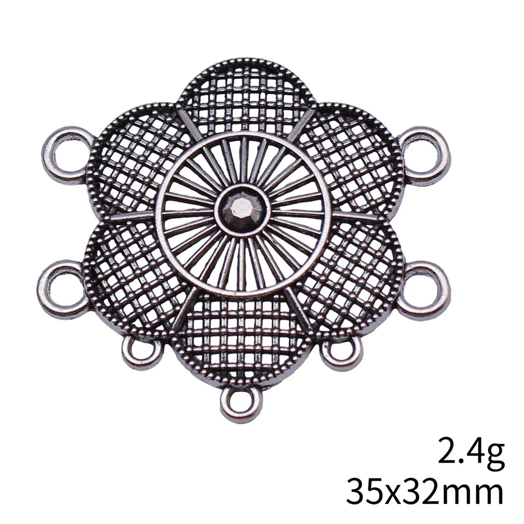 35x32mm 2.4g Multi-Color Zinc Alloy Multi-Hole Flower Connector Charm for Body Chain Jewelry Making