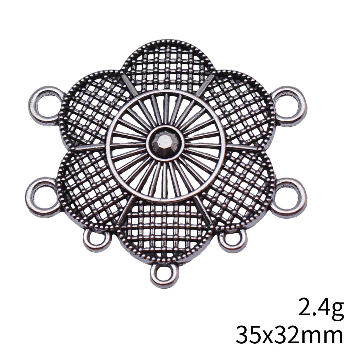 35x32mm 2.4g Multi-Color Zinc Alloy Multi-Hole Flower Connector Charm for Body Chain Jewelry Making