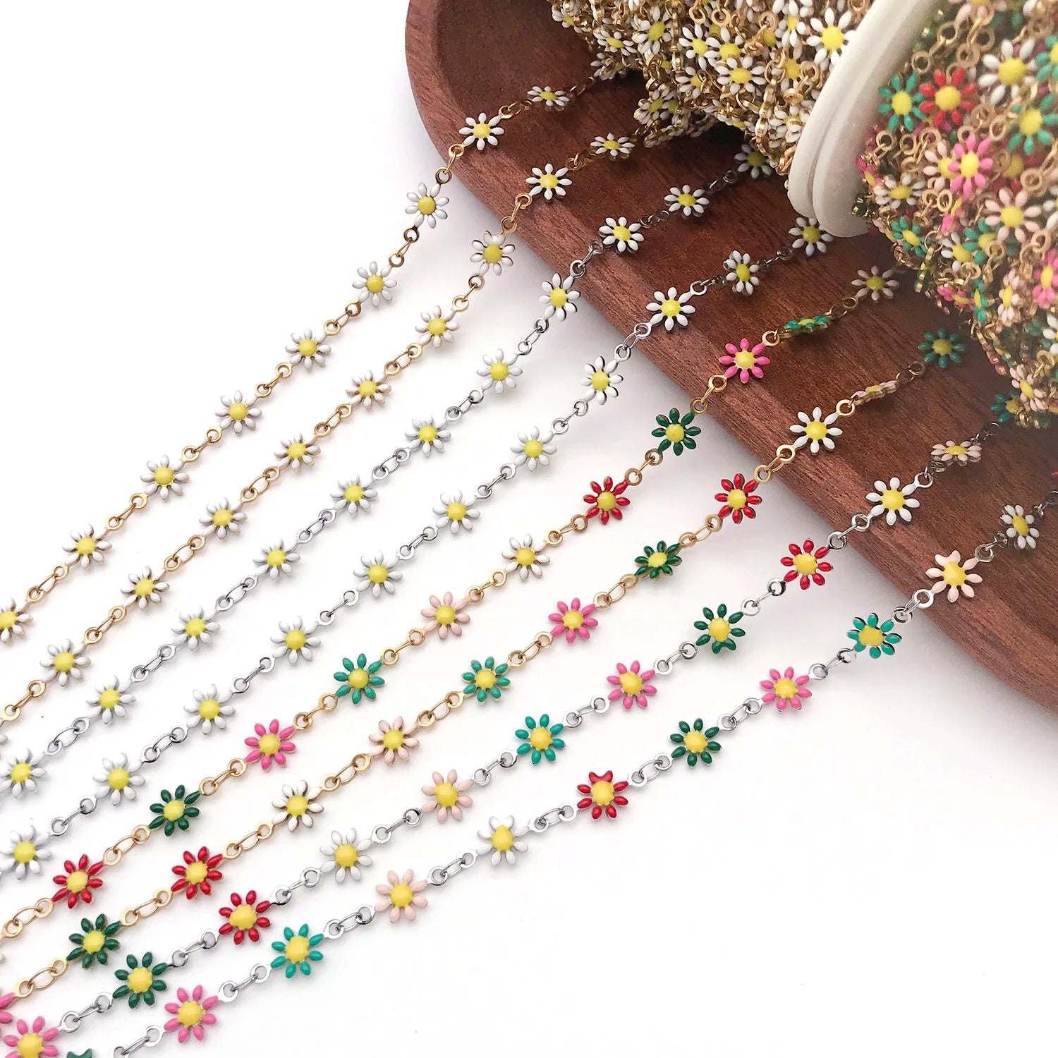 Stainless Steel Sunflower Eight Petal Flower Double Sided Connector Charm for DIY Necklace Earrings