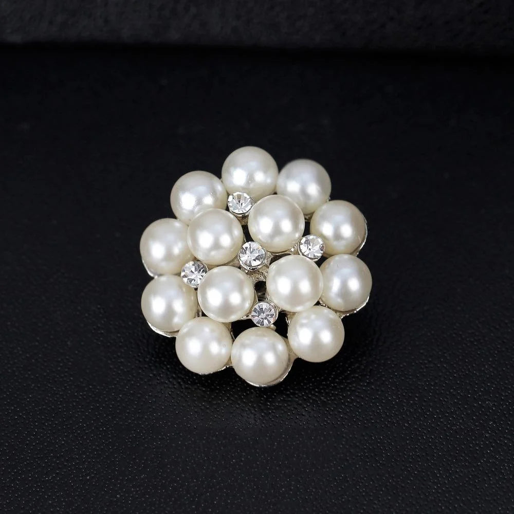Elegant Mini Pearl Cluster Rhinestone Flower Brooch For Women, Lapel Pin Corsage Suit Accessory Gift