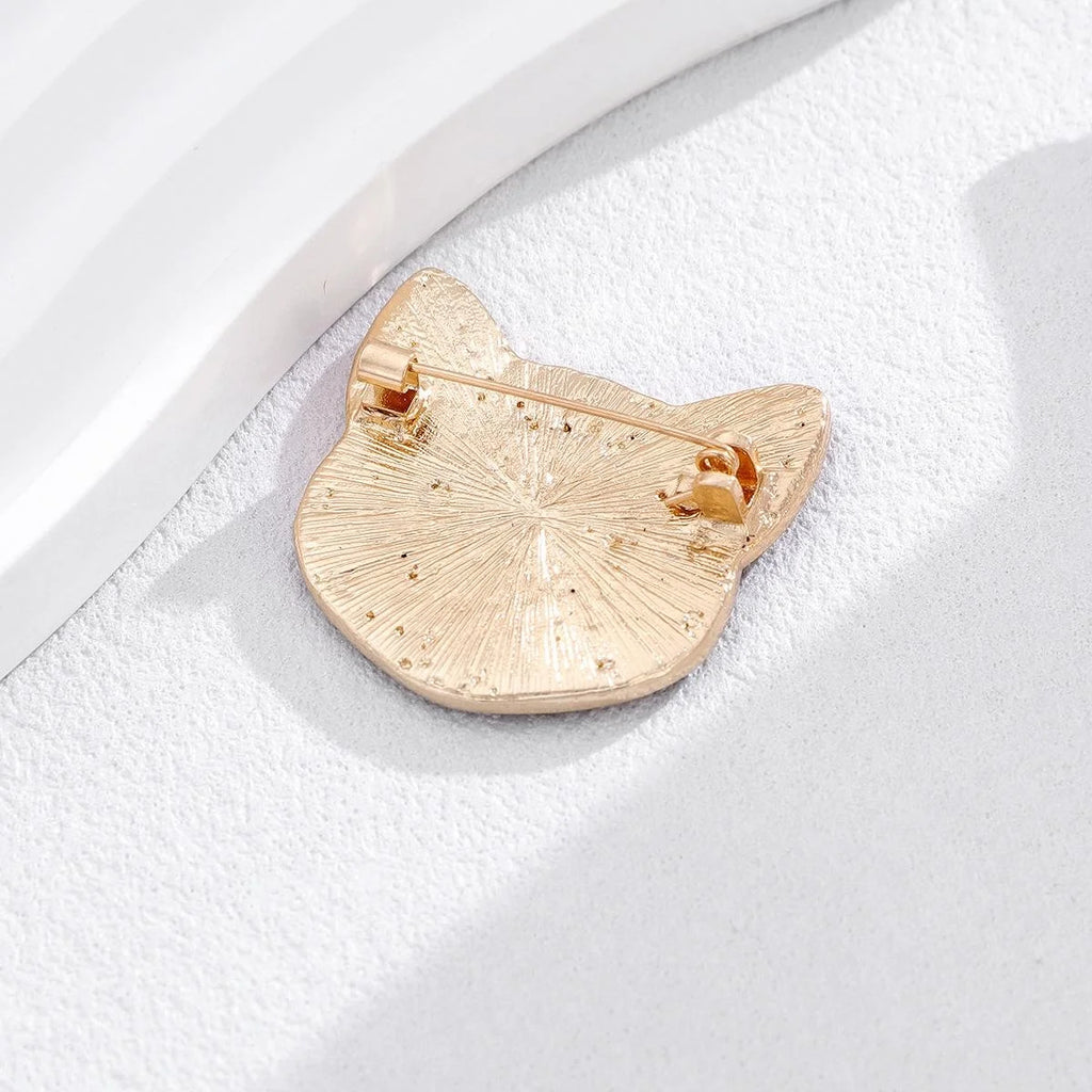 Cute Enamel Rhinestone Alloy Cat Brooch For Women, Korean Style Lapel Pin Corsage Suit Accessory Gift