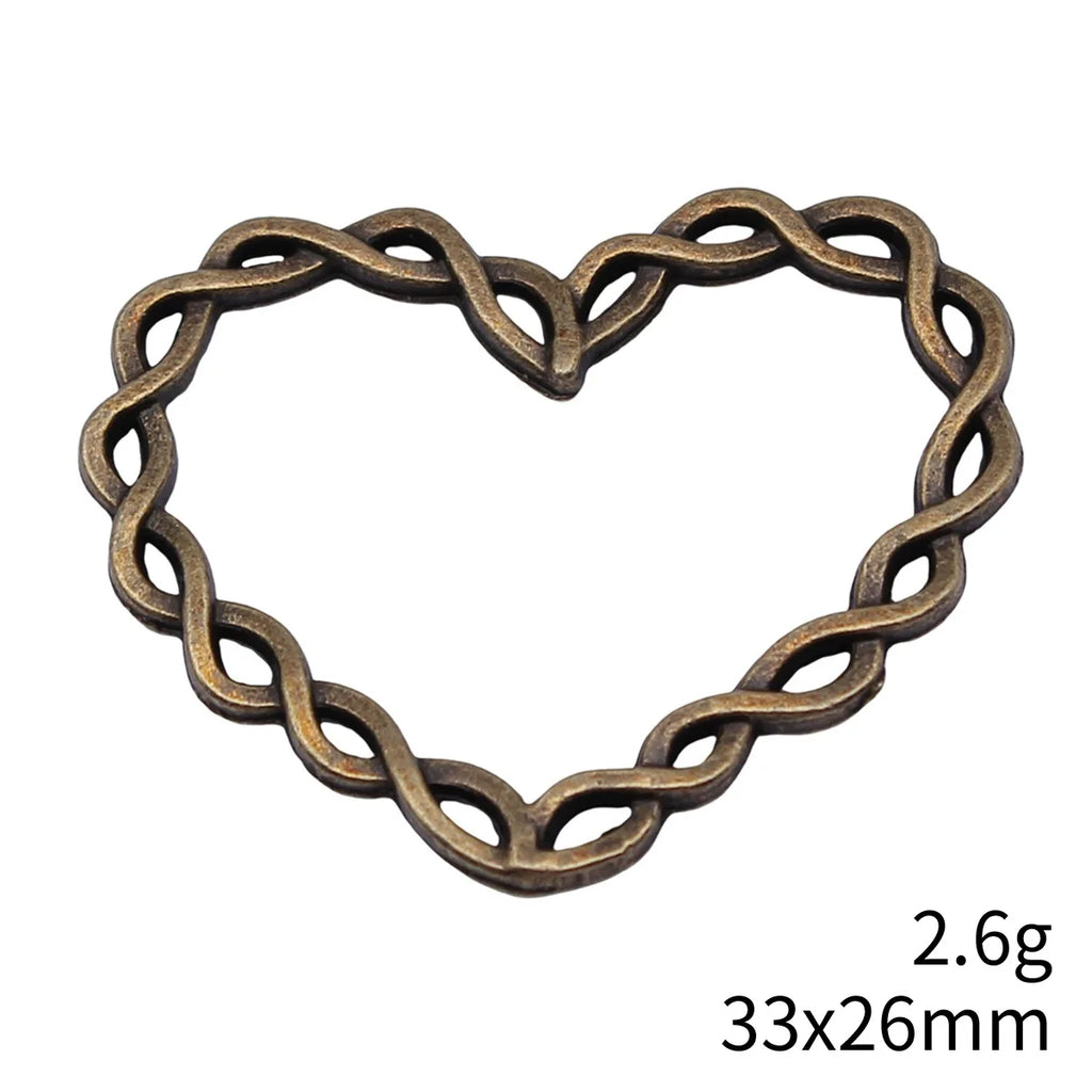 33x26mm 2.6g Multicolor Zinc Alloy Twisted Heart Charm Pendant for DIY Necklace Bracelet Making