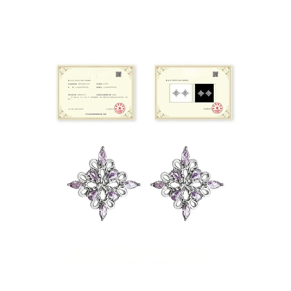 Designer Micro Pave Zircon Geometric Diamond Hollow Stud Earrings In Eco-Friendly Copper