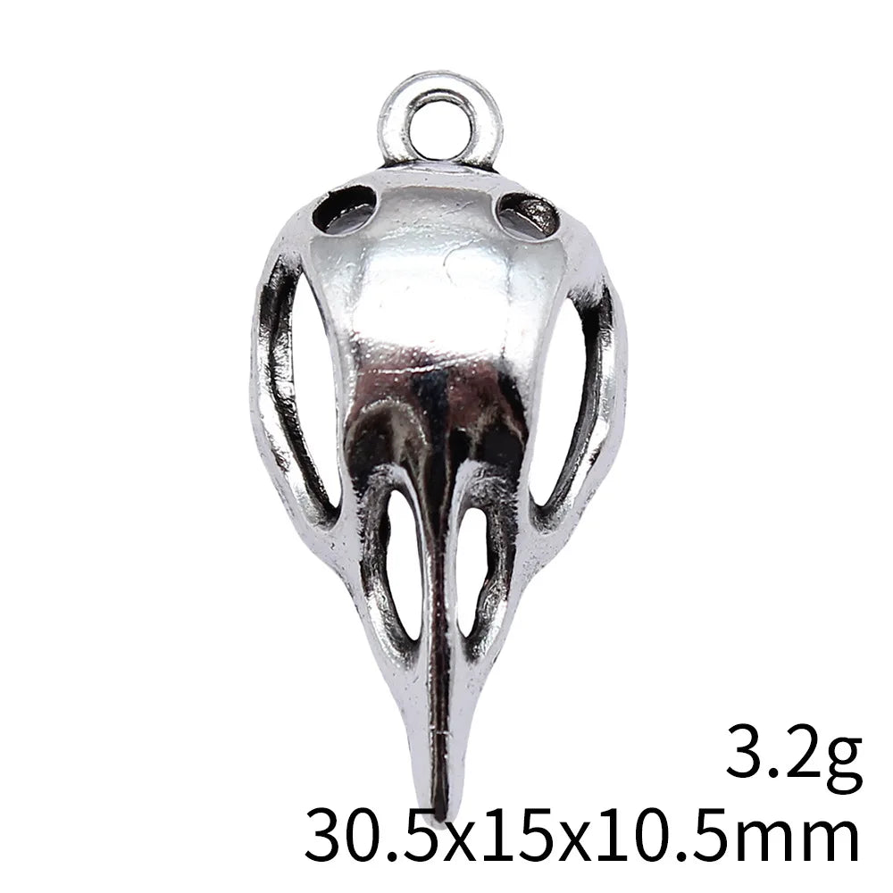 30.5x15x10.5mm 3.2g Antique Silver Zinc Alloy Bird Beak Skull Charm Pendant for Gothic DIY Jewelry Making