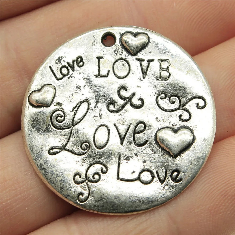 32x32mm 7.9g Multicolor Zinc Alloy Love Charm Pendant for DIY Necklace Bracelet Jewelry Making