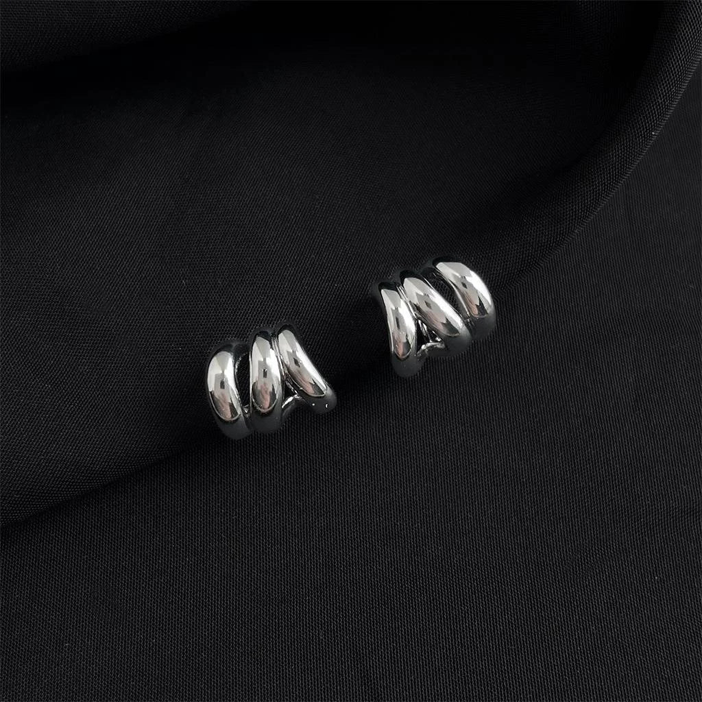 Premium Real Gold Plated Copper Clip On Drop Earrings, Painless No Piercing Spiral Dangle Jewelry