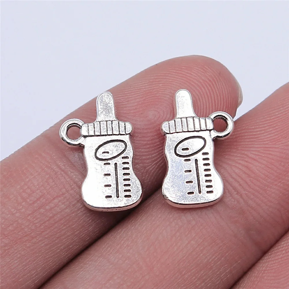 16x10mm 1g Antique Silver Zinc Alloy Baby Bottle Charm Pendant for DIY Bracelet Necklace Making