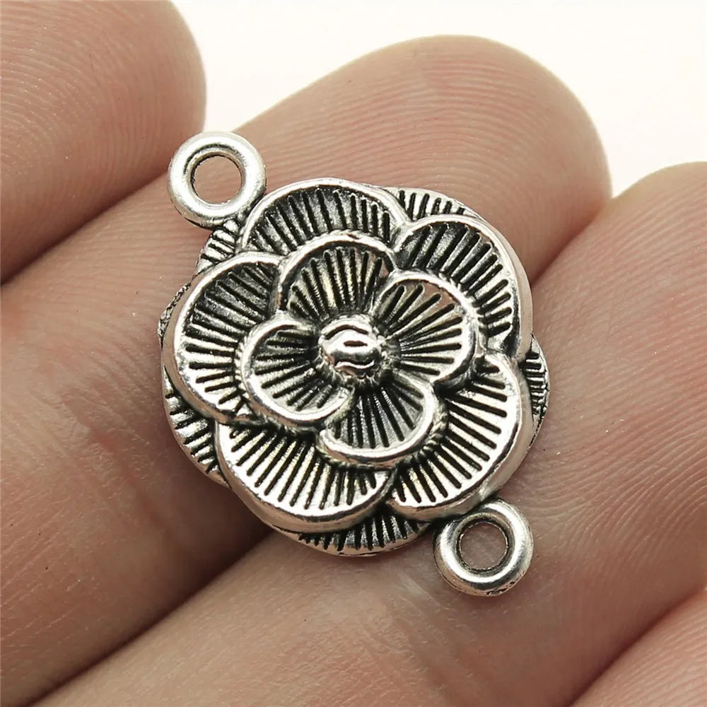25x17mm 2.1g Multicolor Zinc Alloy Flower Connector Charm for DIY Necklace Bracelet Jewelry Making