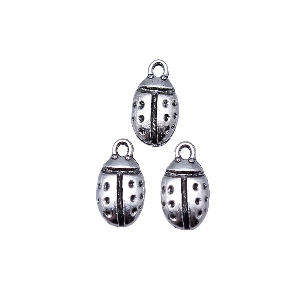 13x6.8mm 0.48g Antique Silver Zinc Alloy Bug Charm Pendant for DIY Earring Necklace Bracelet