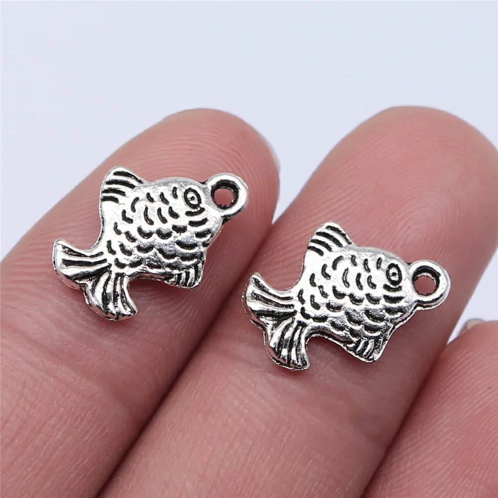 16x11mm 0.95g Multicolor Zinc Alloy Fish Charm Pendant for DIY Ocean Theme Necklace Bracelet Making