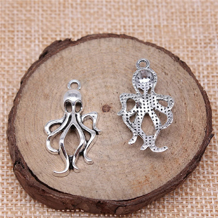 32x17mm 1.8g Multicolor Zinc Alloy Octopus Fish Charm Pendant for DIY Ocean Necklace Bracelet Making