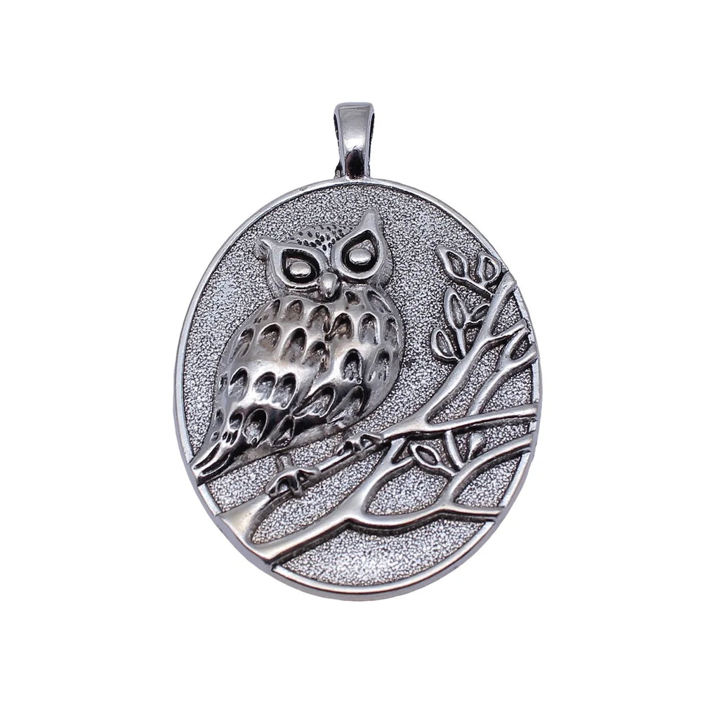 69x47mm 20.5g Antique Silver Zinc Alloy Oval Owl Cat Round Charm Pendant for DIY Necklace Jewelry Making