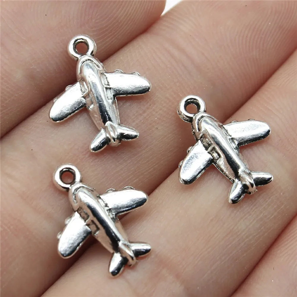 15x13mm 0.7g Multicolor Zinc Alloy Passenger Airplane Charm Pendant for DIY Travel Jewelry Making